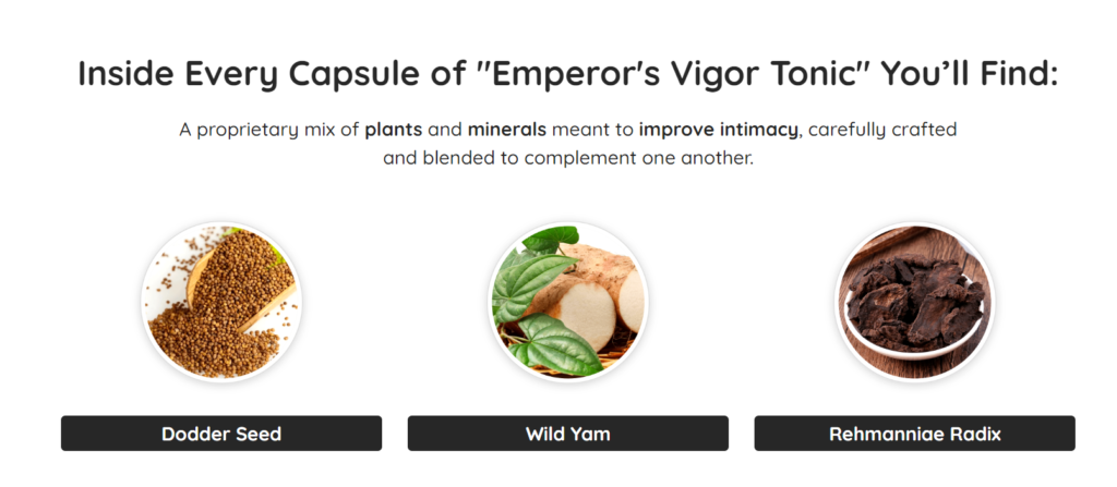 Ingredients of Emperor's Vigor Tonic