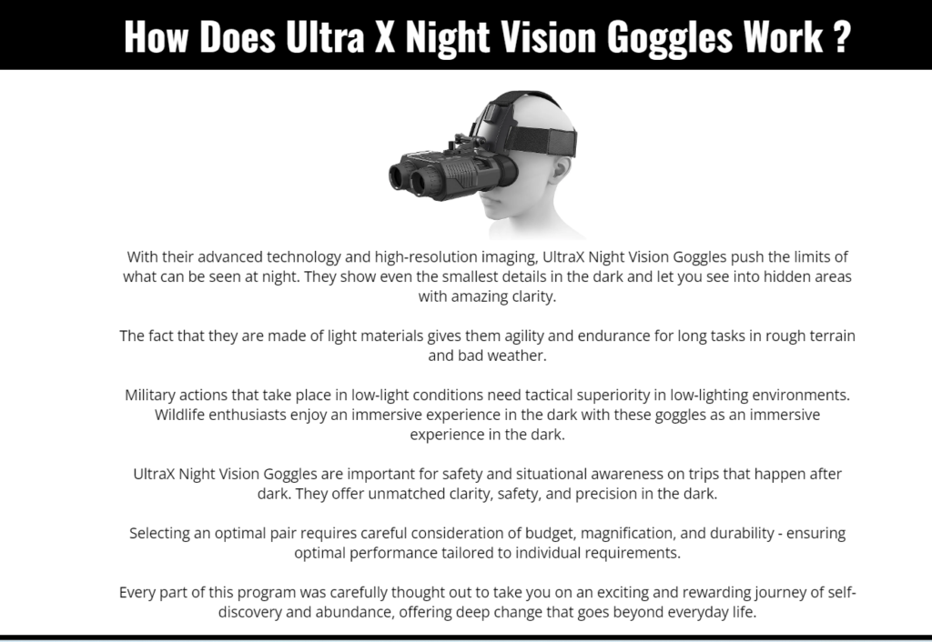 how Ultra-X Night Vision Goggles works